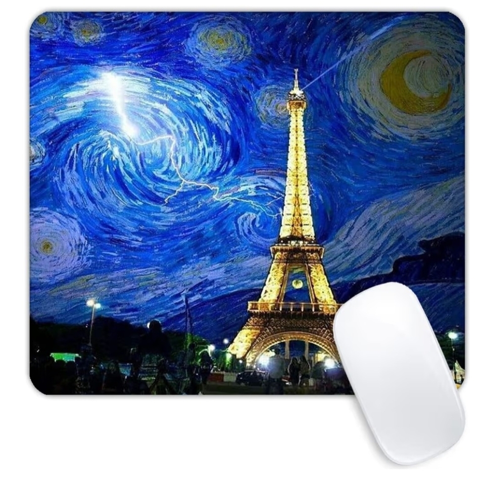 Starry Night Eiffel Tower Mouse Pad